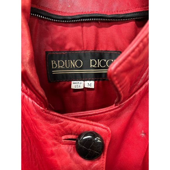 Bruno Ricci Leather Oversized Coat Red Full Jacket - Picture 3 of 13